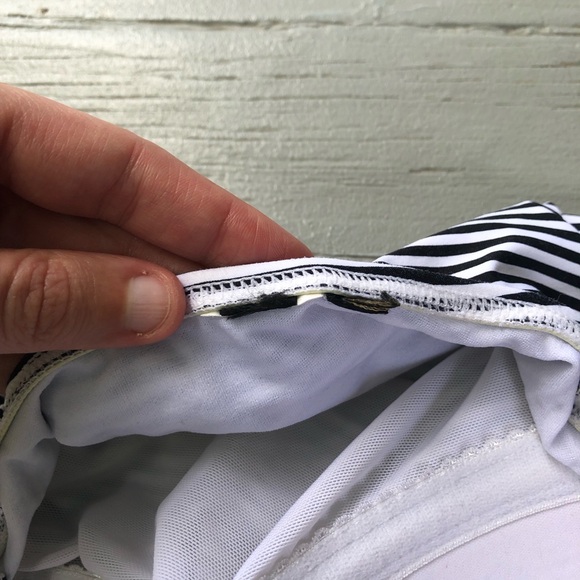 One Piece Swimsuit Size 6 Striped Ruched Black White Adjustable Retro Padded - Picture 6 of 11